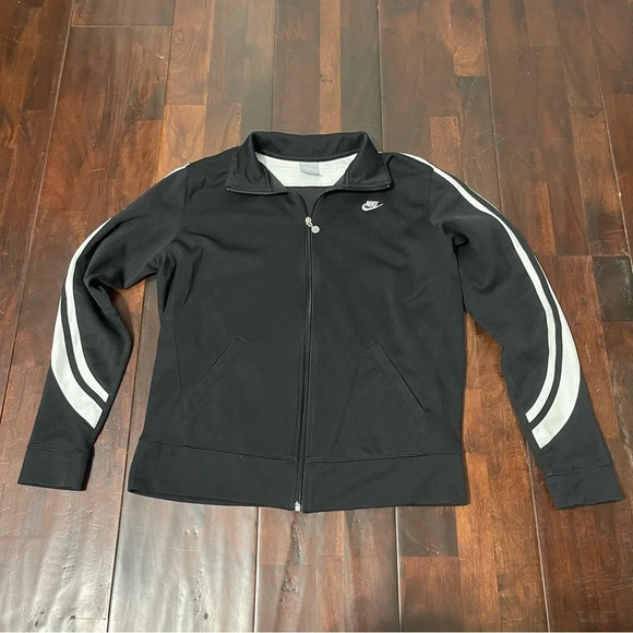 Vintage 90s Nike Track Jacket Women’s Size XL (16-18) Black And White Full Zip - Picture 1 of 14